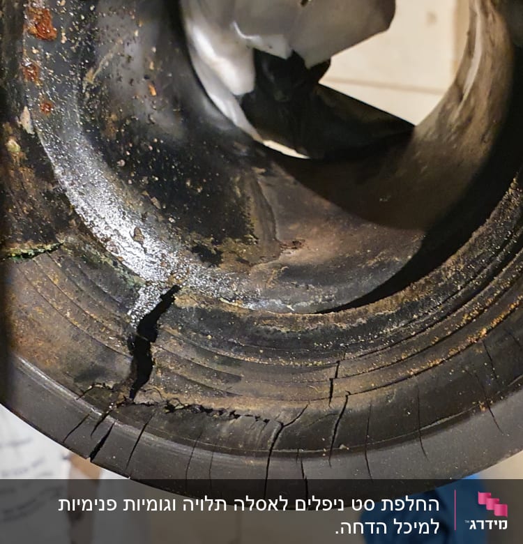 צינור שבור עם סדקים וחלודה
